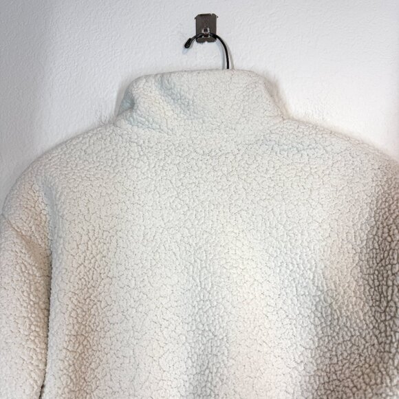 Alo Yoga Teddy Sherpa Crop Zip Jacket Bomber Ivory Winter White XS - Picture 7 of 13